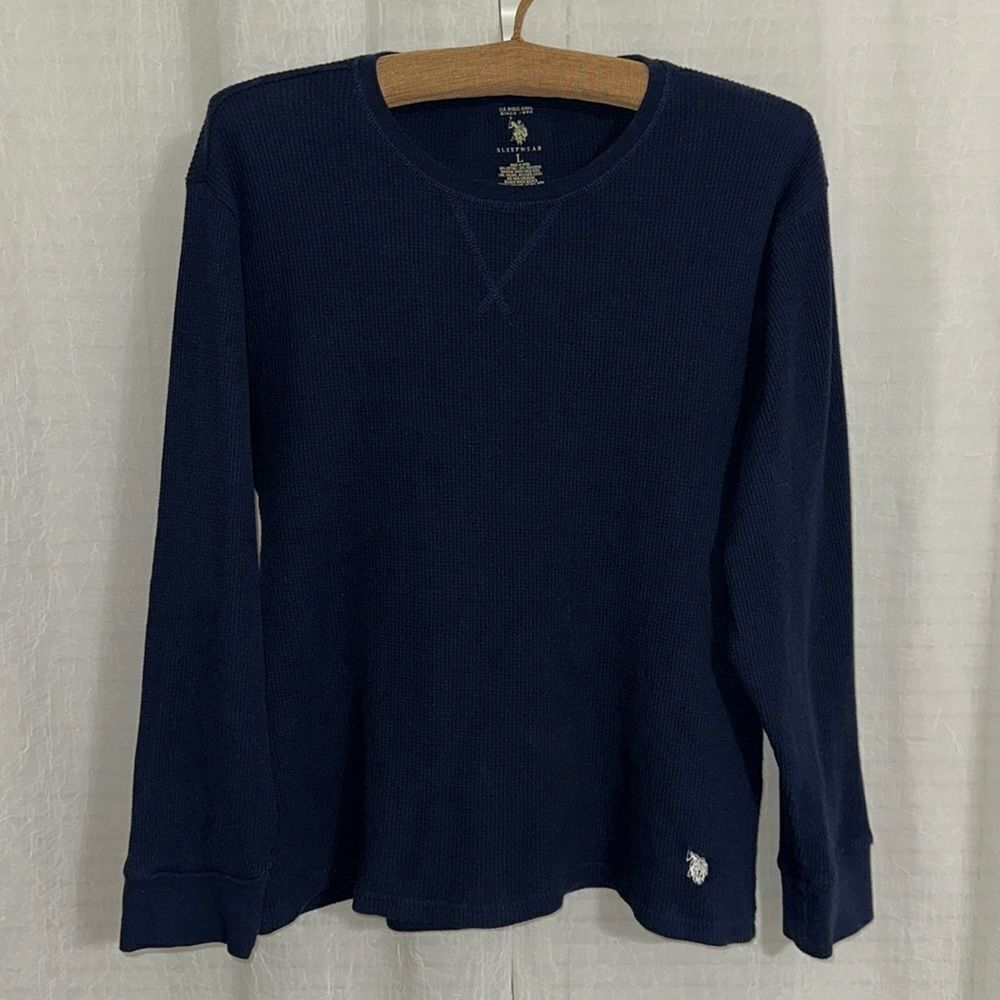 U.S. Polo Assn. L Navy Waffle Knit Sleep PJ Top